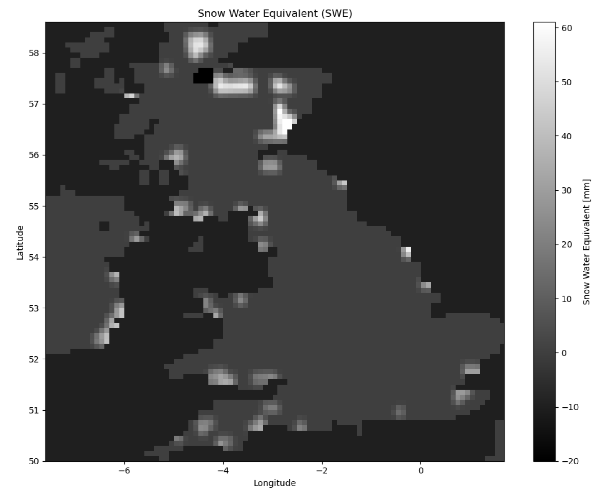 Visualisaton of snow cover over UK